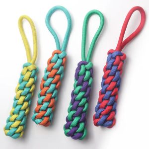 Vibrant rope dog toys for interactive play and dental health.