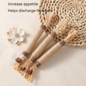 Accessoires en fibres naturelles pour la santé, le jeu, l'appétit, le soulagement des boules de poils avec un jouet floral.