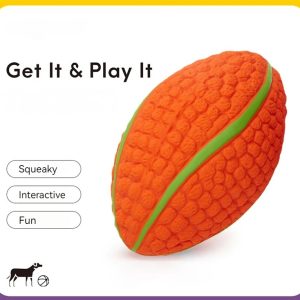 Orange Pebbled Pet Toy for Interactive Dog Play - Squeaky and Fun Design