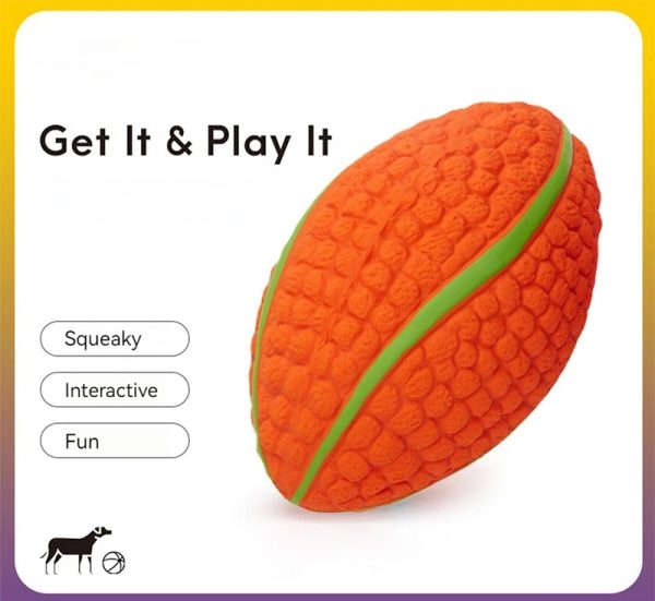 🏈 Fetch & Squeak Rugby Ball – Interactive Rubber Football Dog Toy 🏈