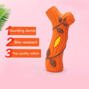 Premium wooden log toy for pets with top-quality cotton, bite-resistant design, and sounding device.